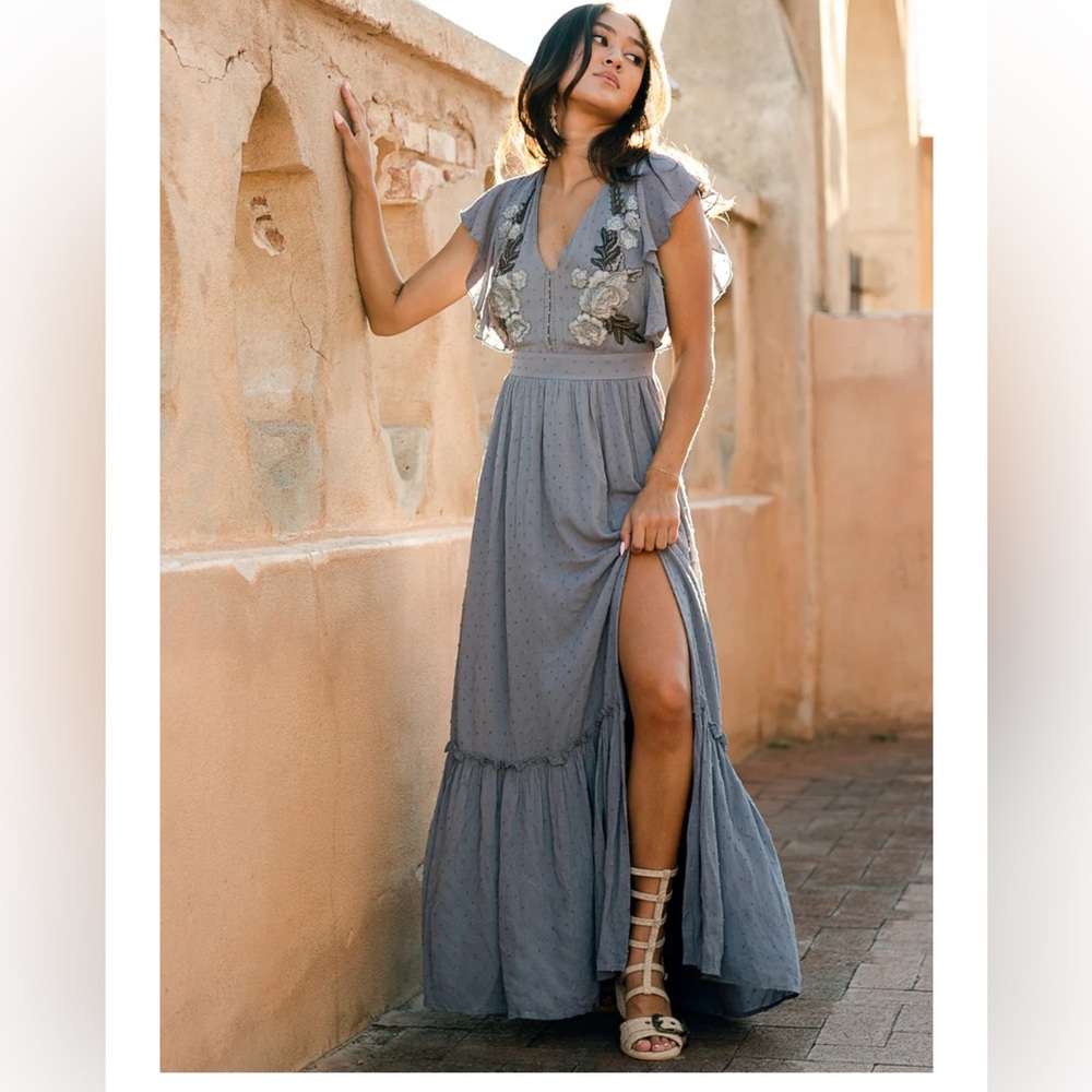JOYFOLIE DIAH DRESS IN DUSTY BLUE